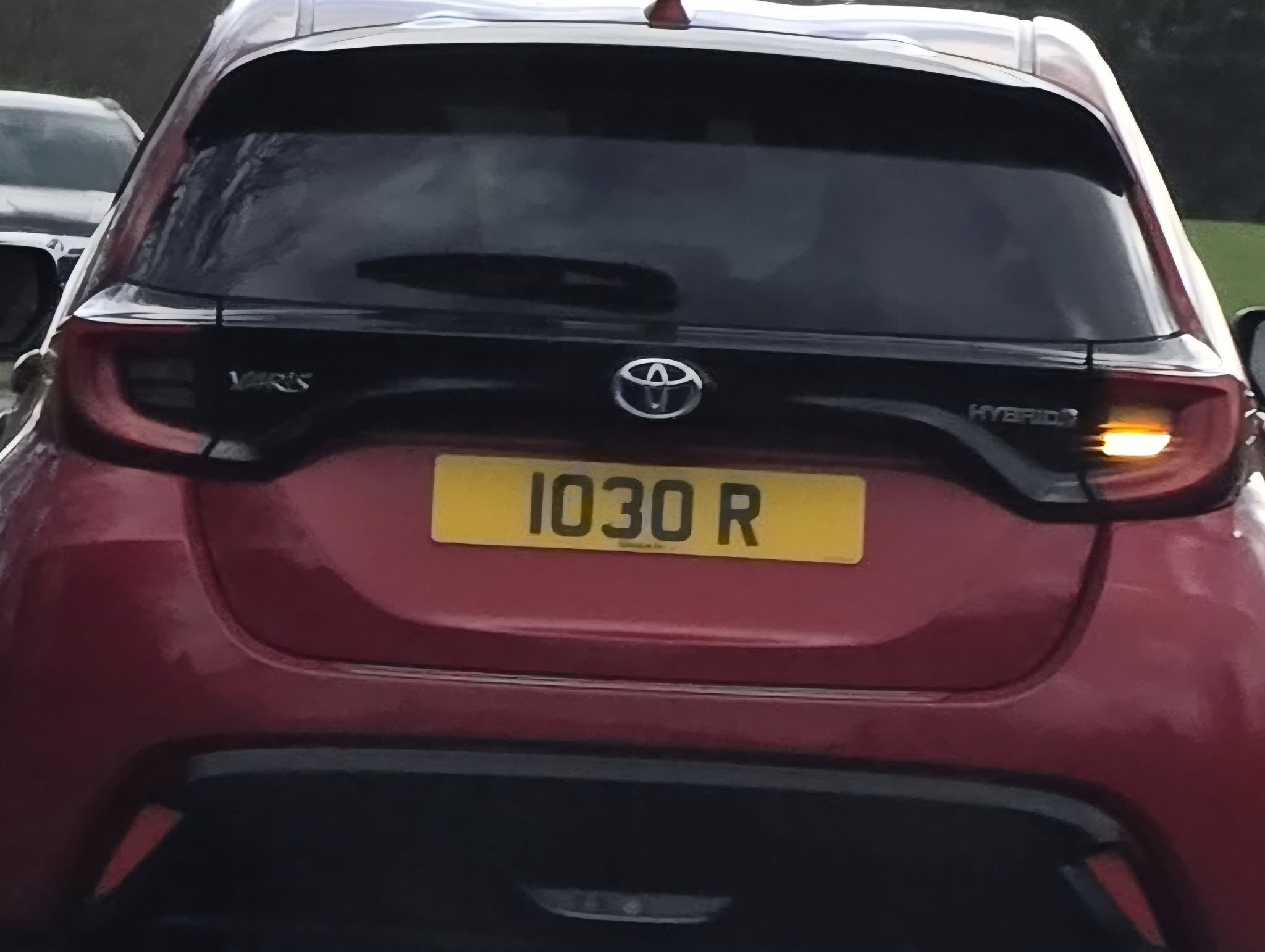 UK Number Plate 1030 R on a 2021 RED Toyota Yaris Excel Hev Cvt