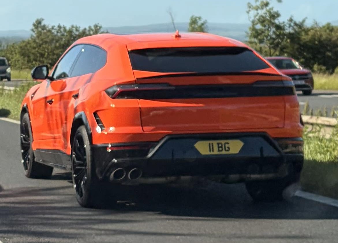 UK Number Plate 11 BG on a 2026 Orange Lamborghini Urus Se Phev Auto
