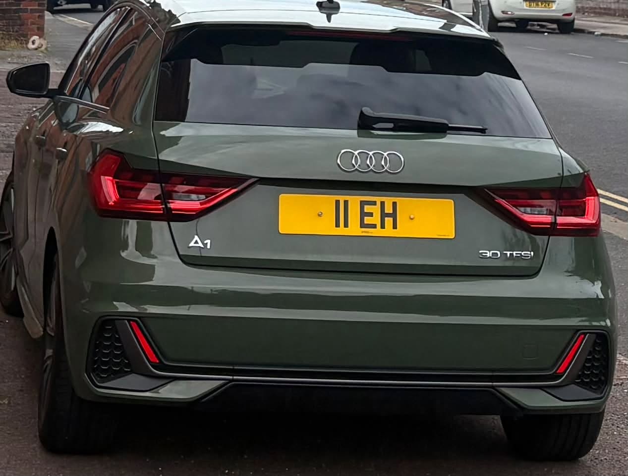 UK Number Plate 11 EH on a 2025 Green Audi A1