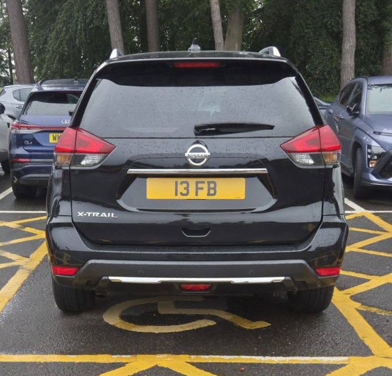 UK Number Plate 13 FB on a 2020 Black Nissan X-Trail