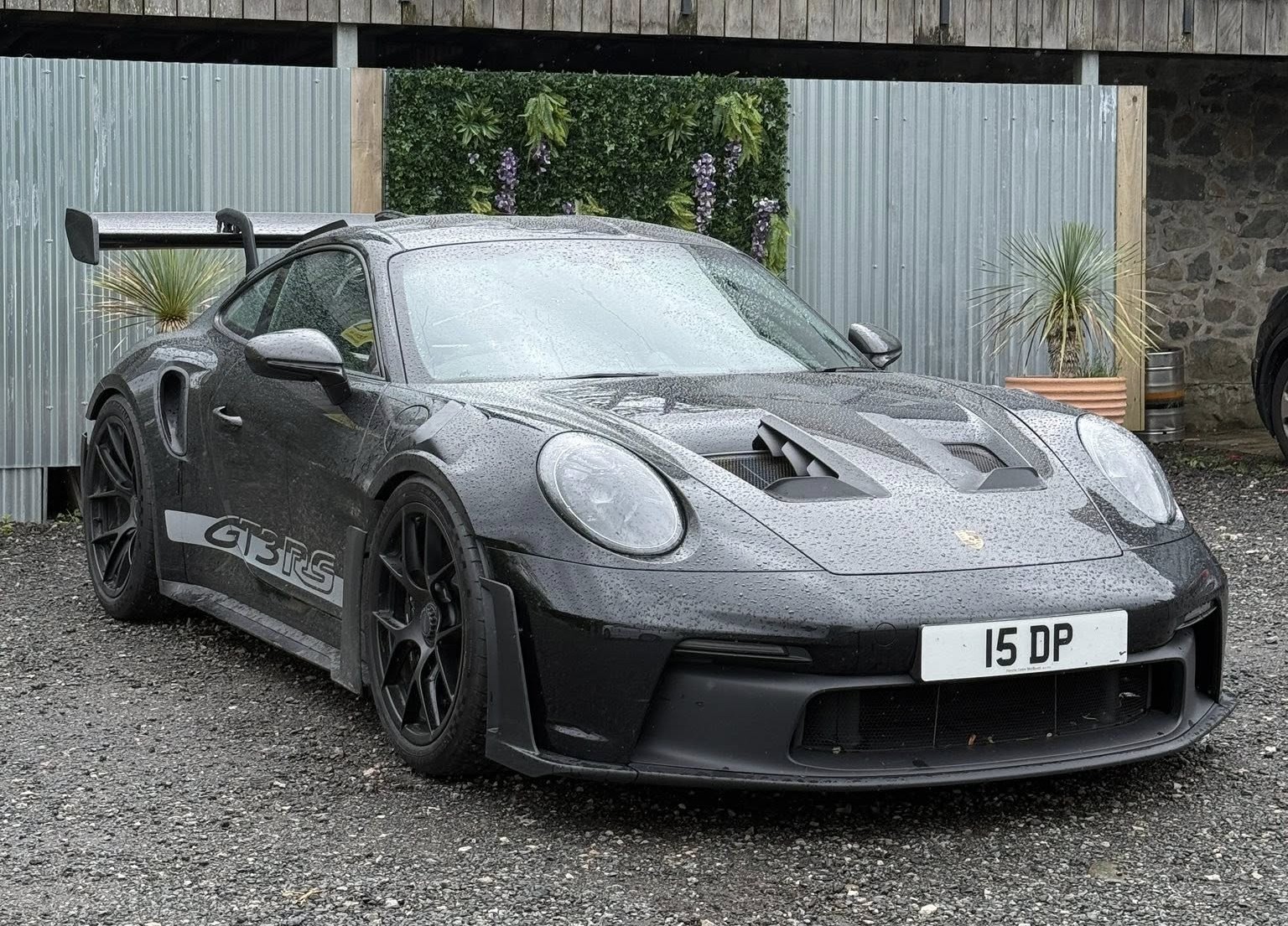 UK Number Plate 15 DP on a 2024 Black Porsche 911 Gt3 Rs S-A