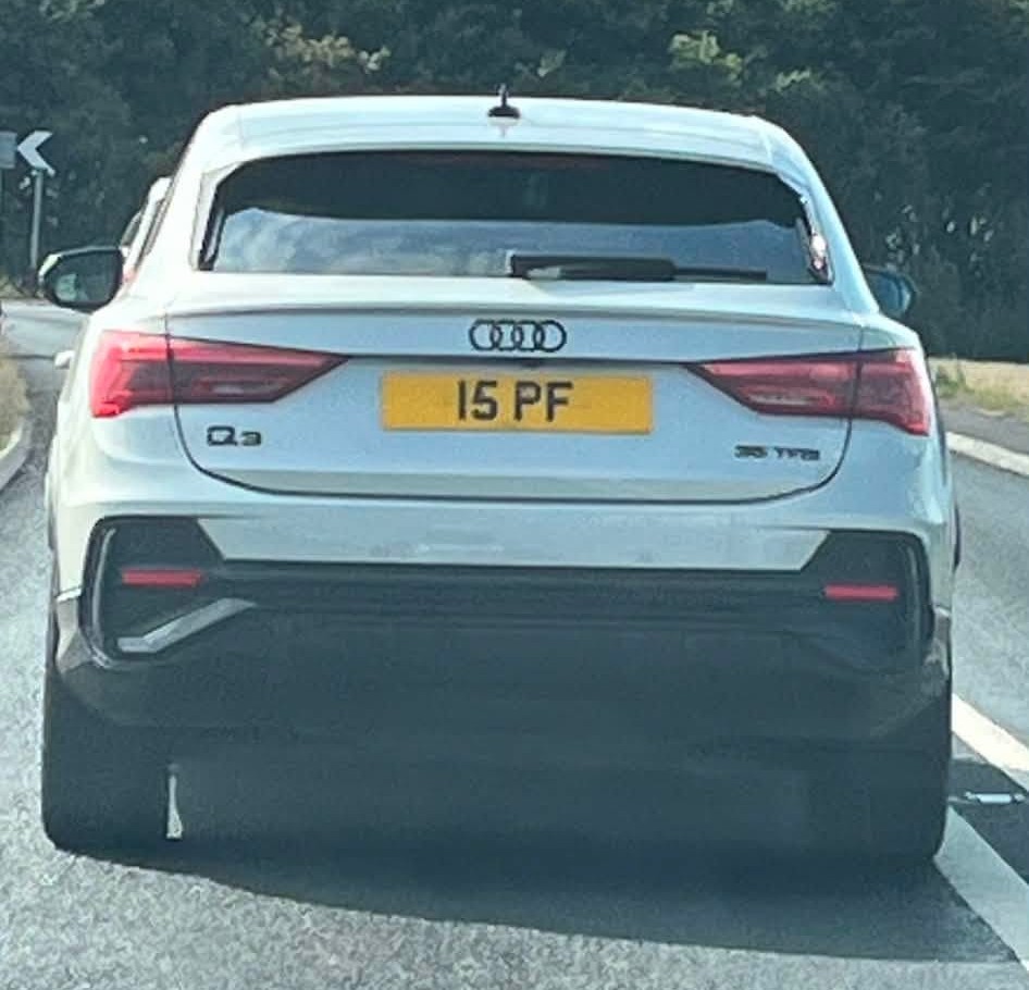 UK Number Plate 15 PF on a 2024 Silver Audi Q3 S Line Black Ed 35 Tfsi Sa