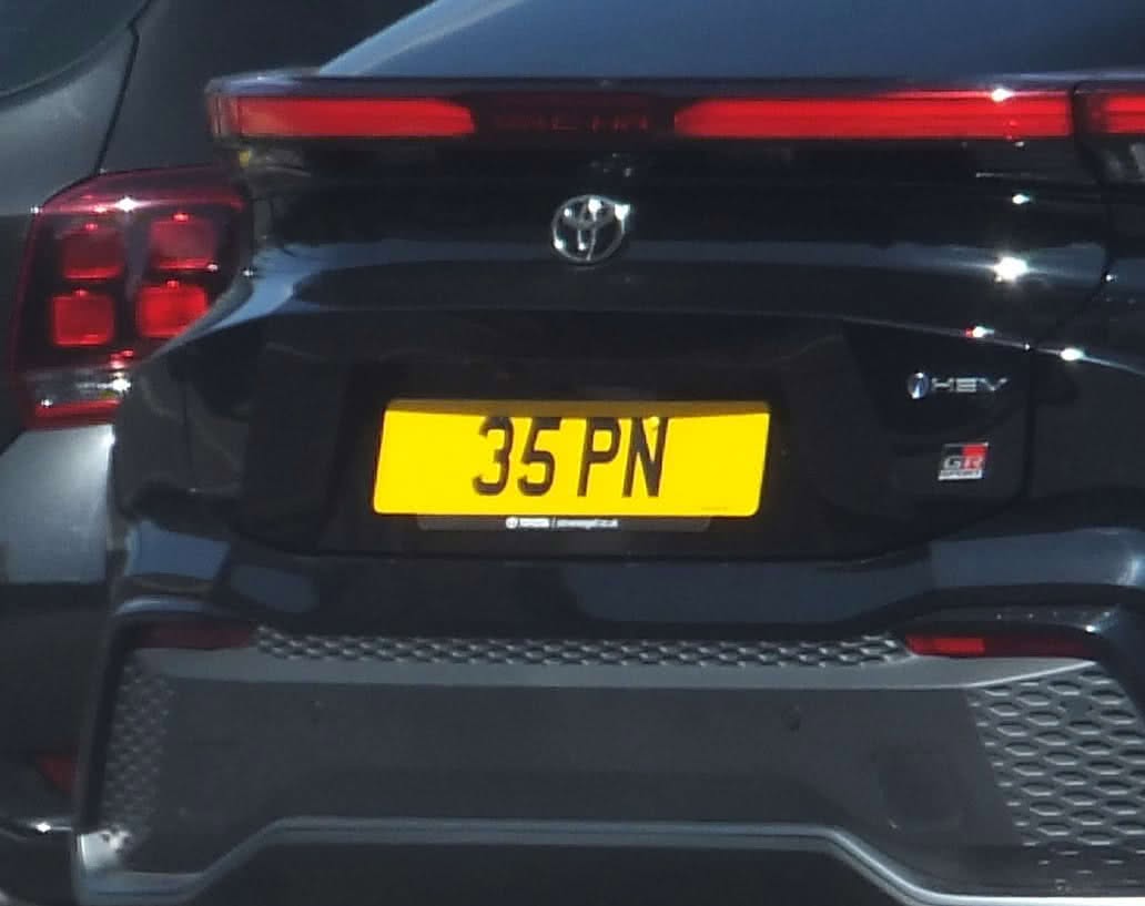 UK Number Plate 35 PN on a 2024 Grey Toyota C-Hr Gr Sport Hev Cvt
