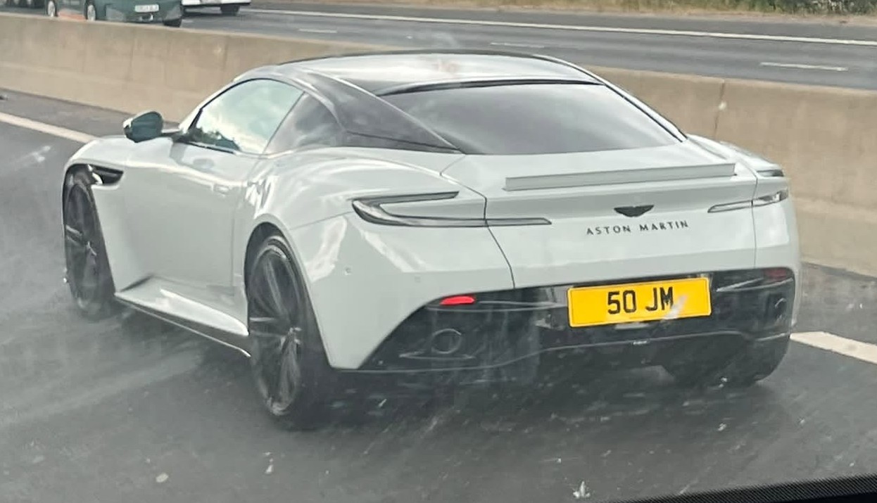 UK Number Plate 50 JM on a 2026 Grey Aston Martin Db12 V8 Auto