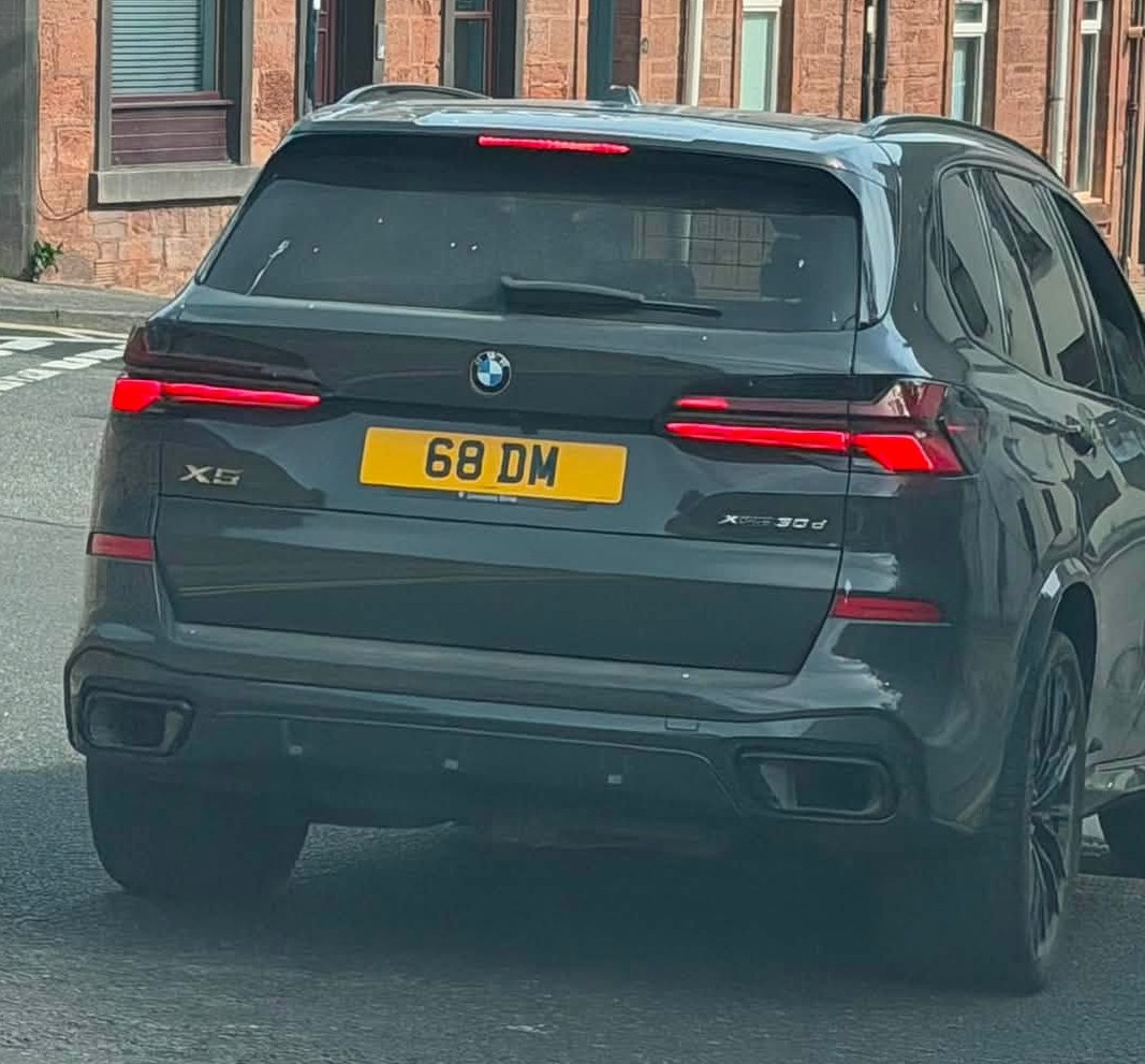 UK Number Plate 68 DM on a 2025 Grey BMW X5 Xdrive30d M Sport Mhev Auto