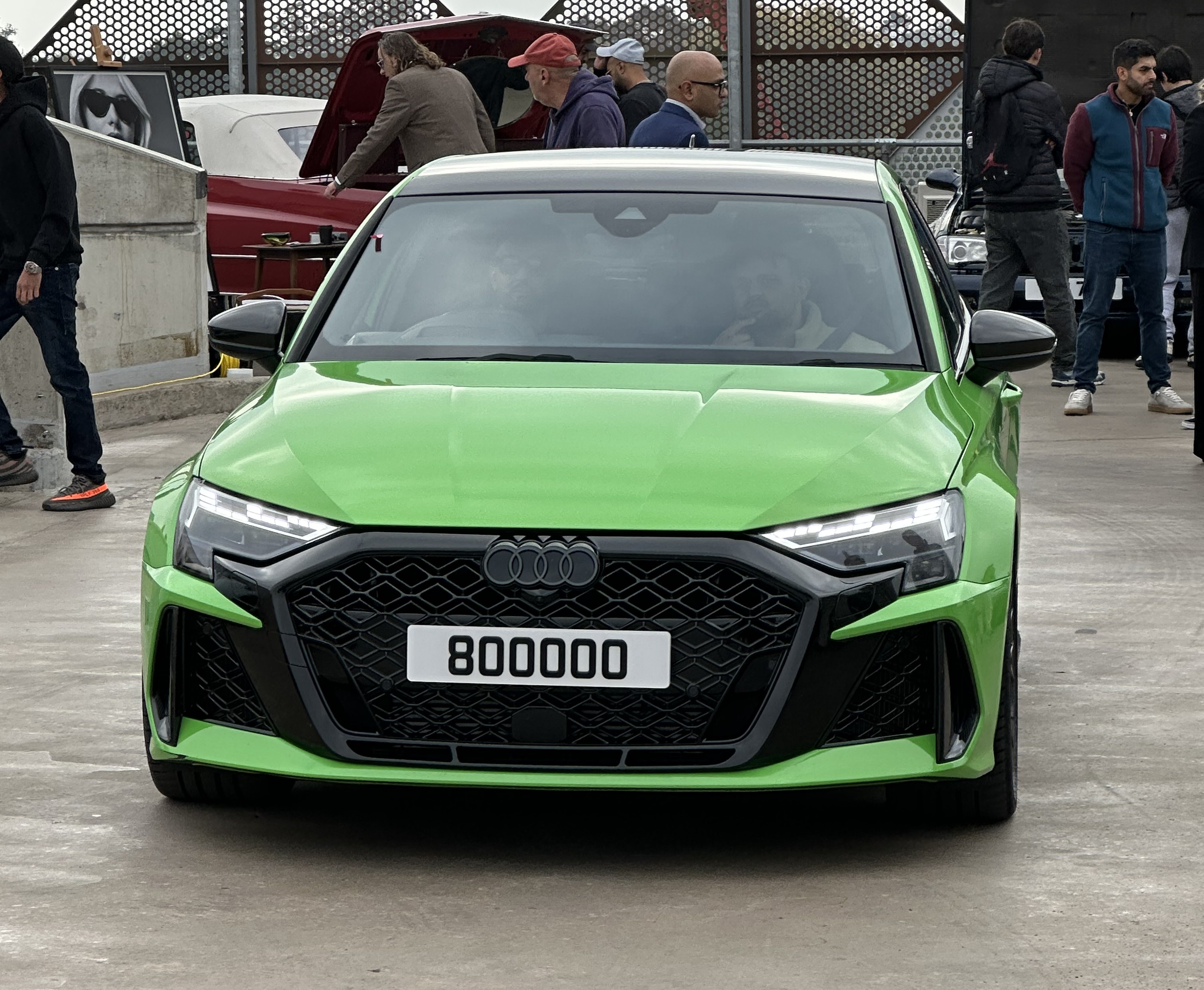 UK Number Plate 800 OOO on a 2025 Green Audi Rs 3 Carbon Black Tfsi Quat Sa