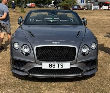 UK Number Plate 88 TS on a 2018 Grey Bentley Continental