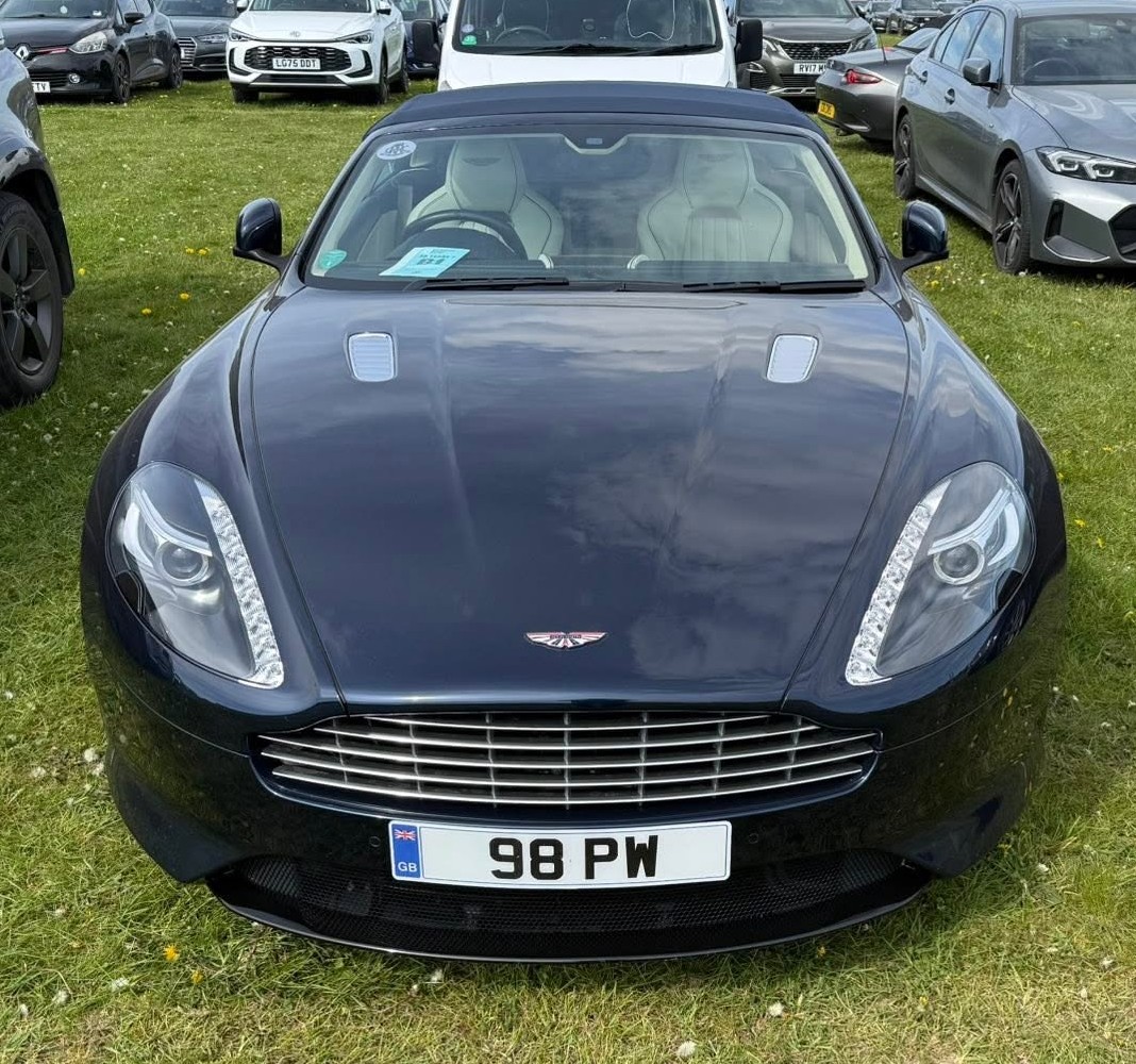 UK Number Plate 98 PW on a 2017 Blue Aston Martin DB9