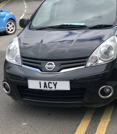 UK Number Plate 1 ACY on a Black Nissan Note