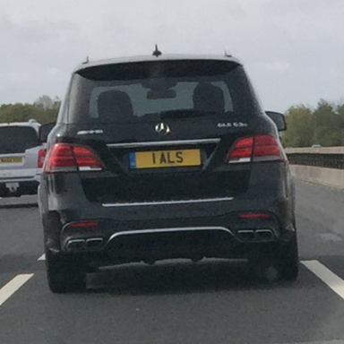 UK Number Plate 1 ALS on a 2017 Black Mercedes-Benz GLE