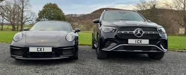 UK Number Plate 1 CX on a 2025 Black Mercedes-Benz Gle 400 Amg Line Prem + E 4m A