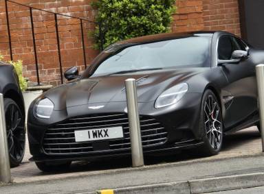 UK Number Plate 1 WKX on a 2025 Black Aston Martin Vanquish V12 Auto