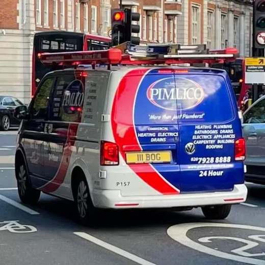 111 BOG number plate – Pimlico Plumbers