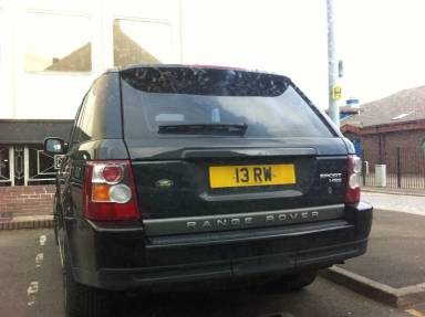 UK Number Plate 13 RW