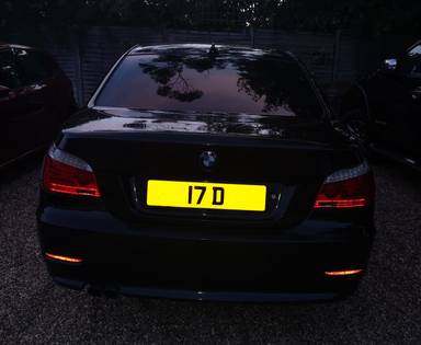 UK Number Plate 17 D on a 2007 Black BMW 530