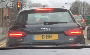UK Number Plate 18 BH on a 2012 Blue Audi Q3
