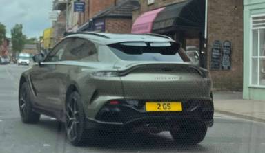 UK Number Plate 2 GS on a 2026 Green Aston Martin