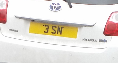 UK Number Plate 3 SN