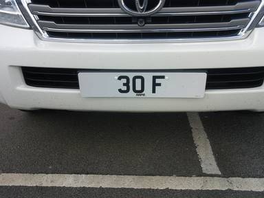 UK Number Plate 30 F