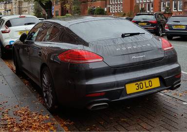 UK Number Plate 30 LO on a 2023 Black Mini