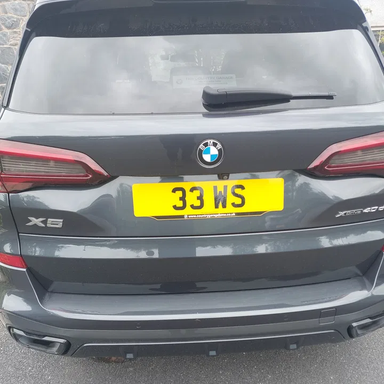 UK Number Plate 33 WS on a 2022 Grey BMW X5 Xdrive40d M Sport Mhev Auto