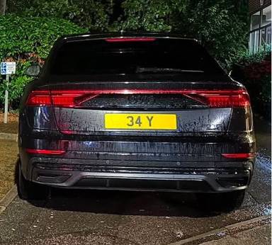 UK Number Plate 34 Y on a 2018 Black Audi Q8