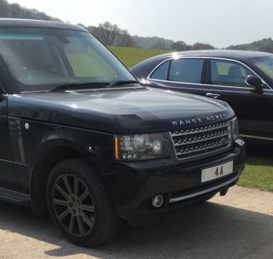 UK Number Plate 4 A on a 2023 Black Land Rover