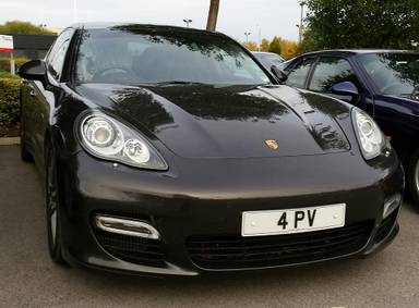 UK Number Plate 4 PV on a 2014 Grey Ferrari