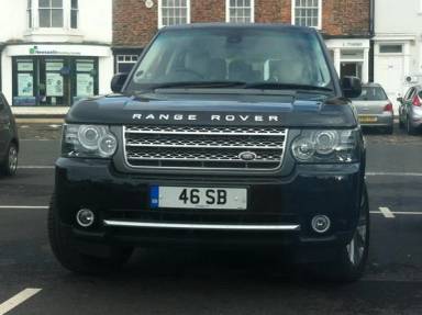 UK Number Plate 46 SB on a 2016 Black Land Rover