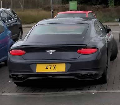 UK Number Plate 47 X on a 2021 Blue Bentley Continental Gt V8 Auto
