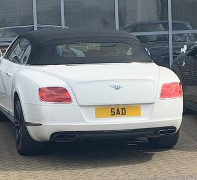 UK Number Plate 5 AD