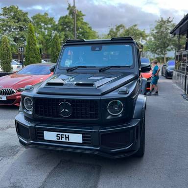 UK Number Plate 5 FH on a 2023 Black Mercedes-Benz