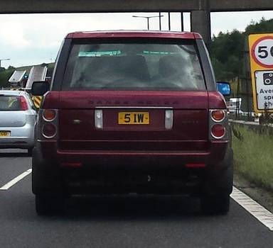 UK Number Plate 5 IW