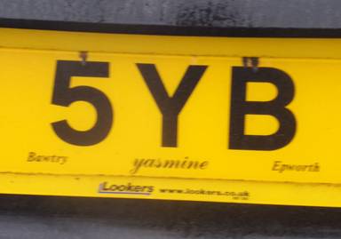 UK Number Plate 5 YB