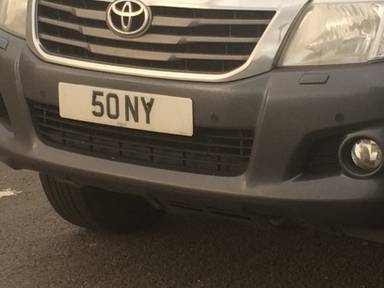 UK Number Plate 50 NY