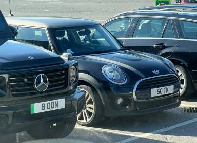 UK Number Plate 50 TK on a 2017 Black Mini Cooper