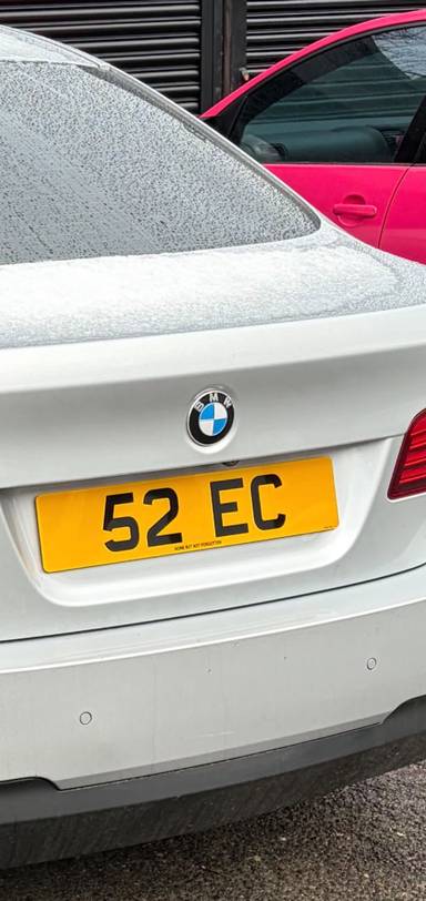 UK Number Plate 52 EC on a 2016 Silver BMW