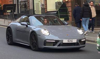 UK Number Plate 53 G on a 2023 Grey Porsche 911 Targa 4 Gts S-A