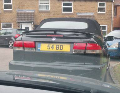 UK Number Plate 54 BD