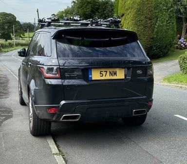 UK Number Plate 57 NM on a Black Range Rover Sport