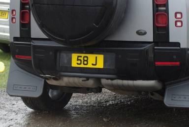 UK Number Plate 58 J on a 2022 Grey Land Rover