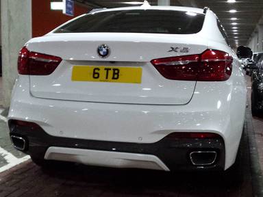UK Number Plate 6 TB on a 2019 White Mercedes-Benz