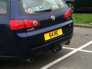UK Number Plate 64 RE