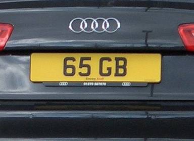 UK Number Plate 65 GB