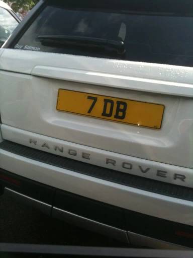 UK Number Plate 7 DB