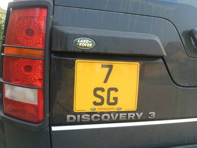UK Number Plate 7 SG