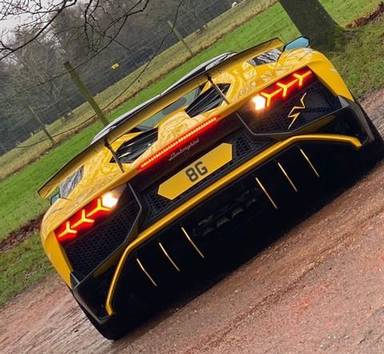 UK Number Plate 8 G on a 2024 Yellow Lamborghini
