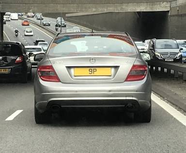 UK Number Plate 9 P on a 2008 White Mini