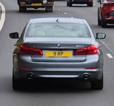 UK Number Plate 9 RP on a 2020 Blue BMW