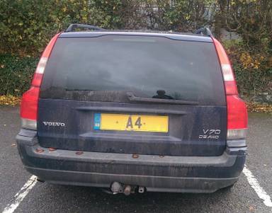 UK Number Plate A 4 on a 2016 RED Volvo
